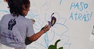 La multisectorial de mujeres y disidencias reponen un mural vandalizado